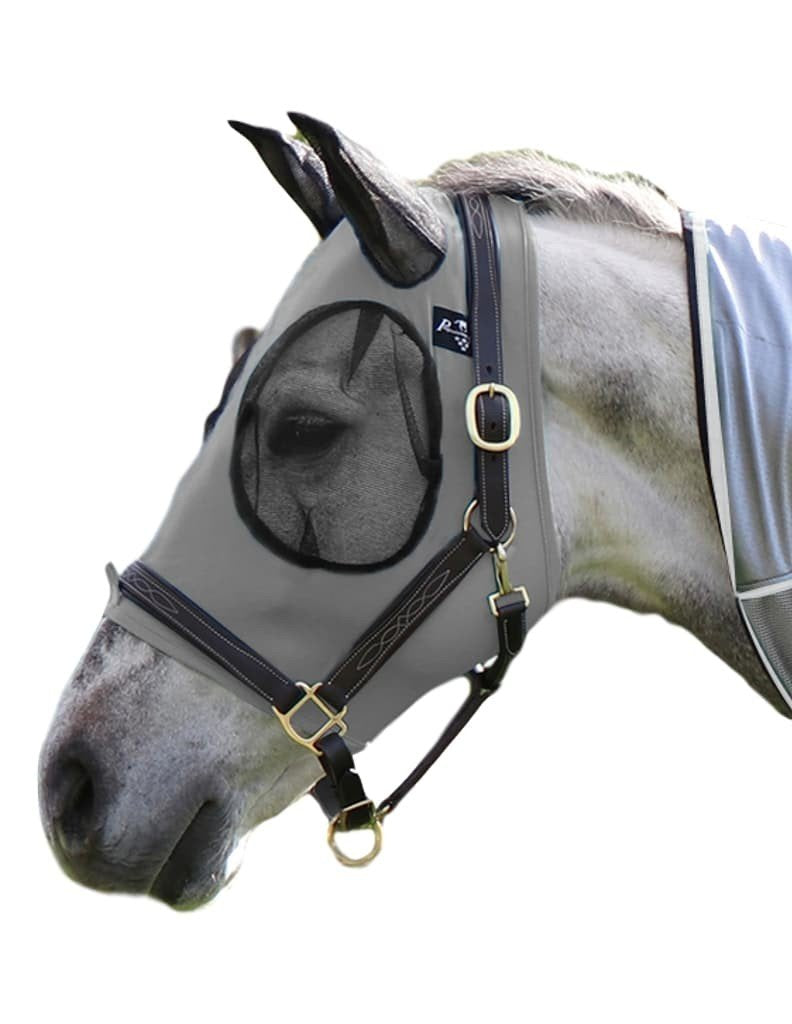 Professional's Choice Comfort Fit Fly Mask Charcoal with breathable mesh over eyes and ears for improved visibility and comfort.