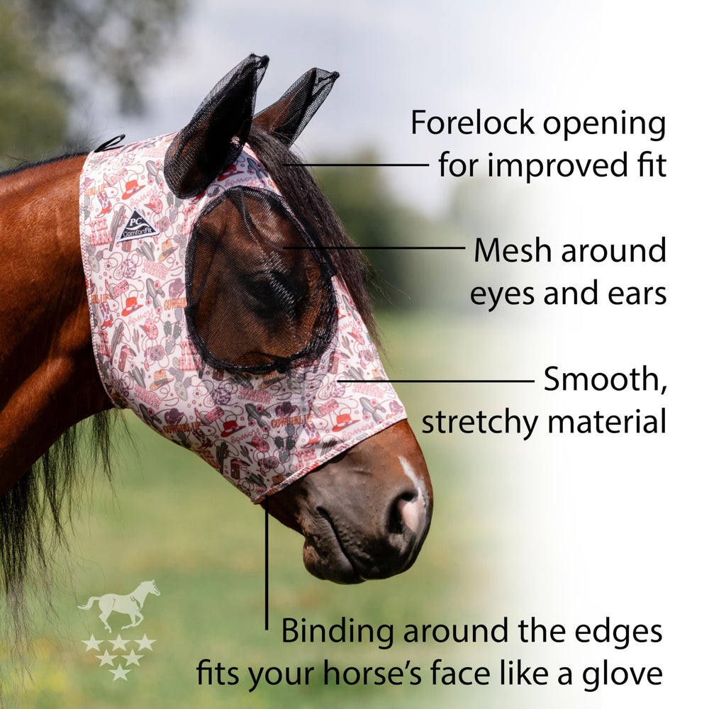 Professional's Choice Comfort-Fit Fly Mask with forelock opening for improved fit and secure coverage.