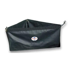Professional's Choice corner feeder in black provides accessible, mess-reducing feed in trailers.