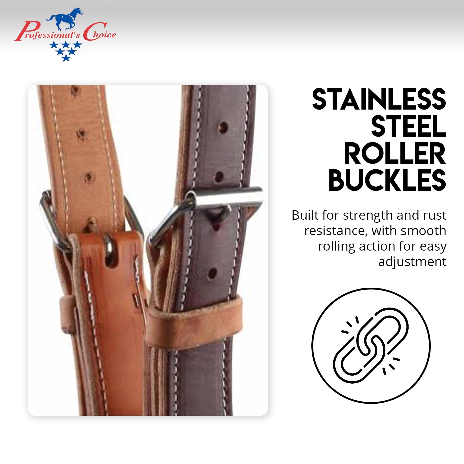 Professional's Choice The Dare Cribbing Collar leather detail highlights sturdy construction for daily barn use