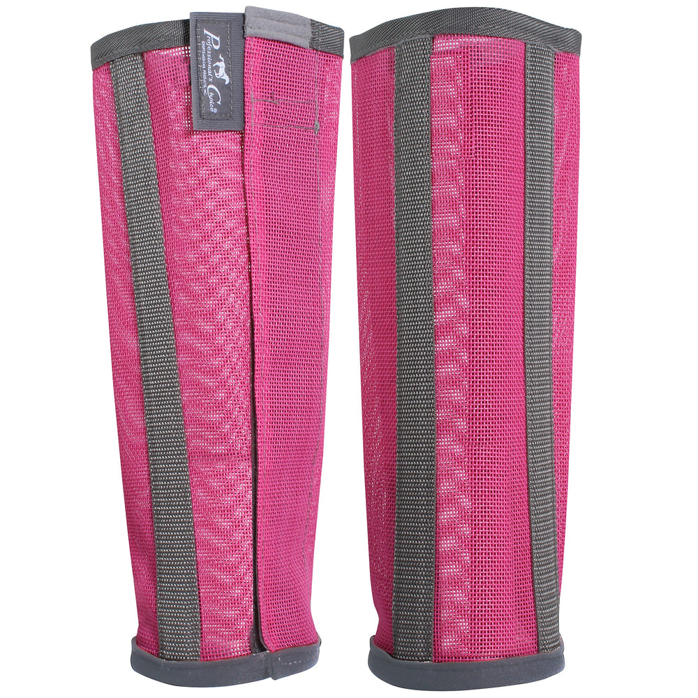 Professional's Choice Deluxe Fly Boots mini pink close-up shows breathable mesh for fly protection.