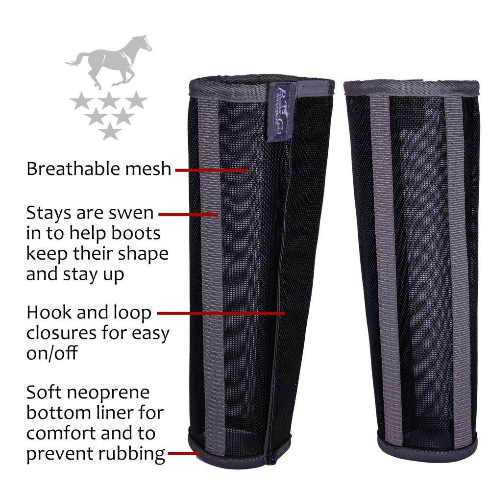 Professional's Choice Deluxe Fly Boots showing stays-in design maintain boot shape during activity.