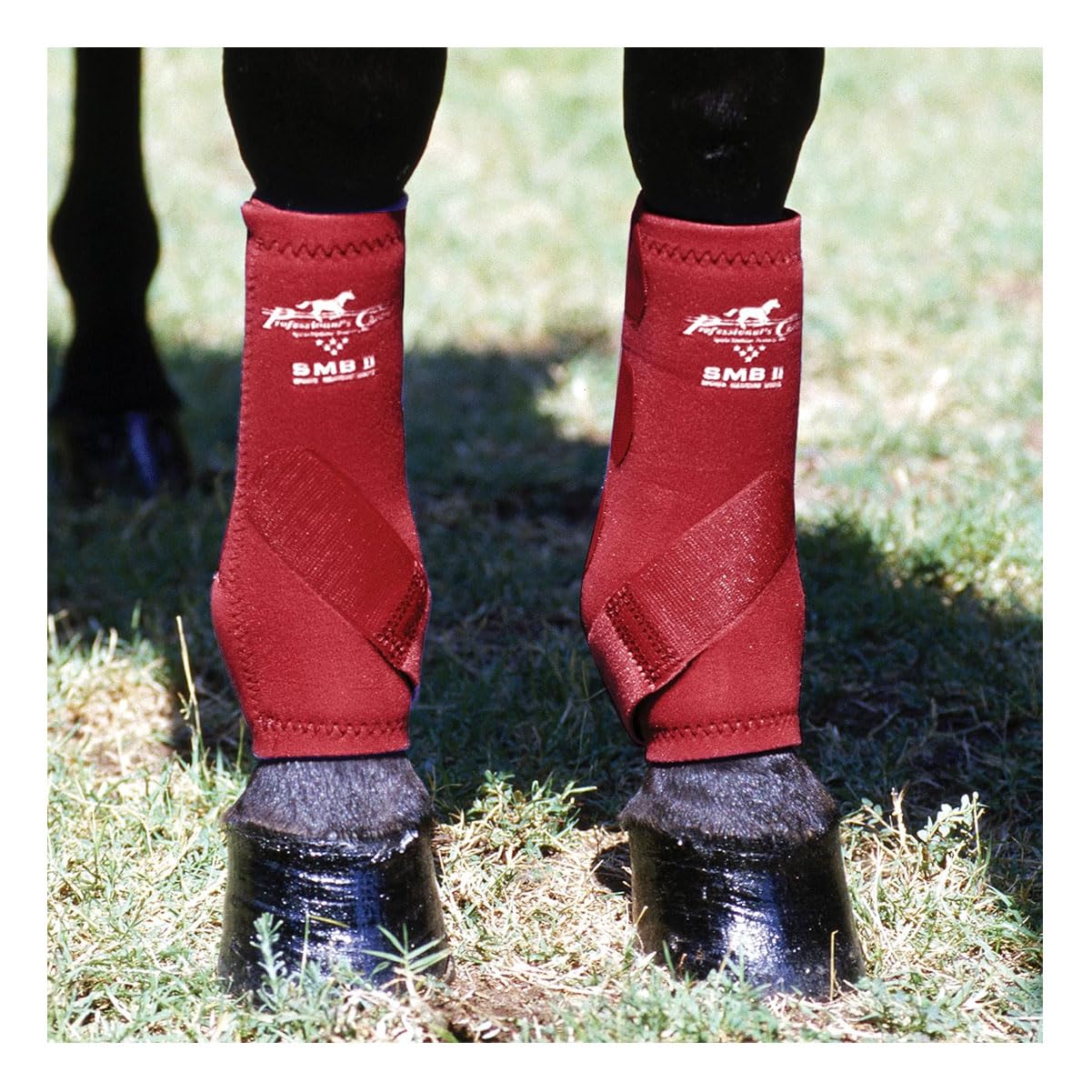 Professional's Choice SMBII crimson medium front view boot emphasizes secure fit for polo and jumping