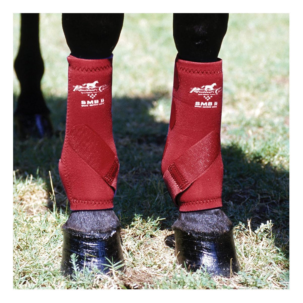 Professional's Choice SMBII crimson medium front view boot emphasizes secure fit for polo and jumping