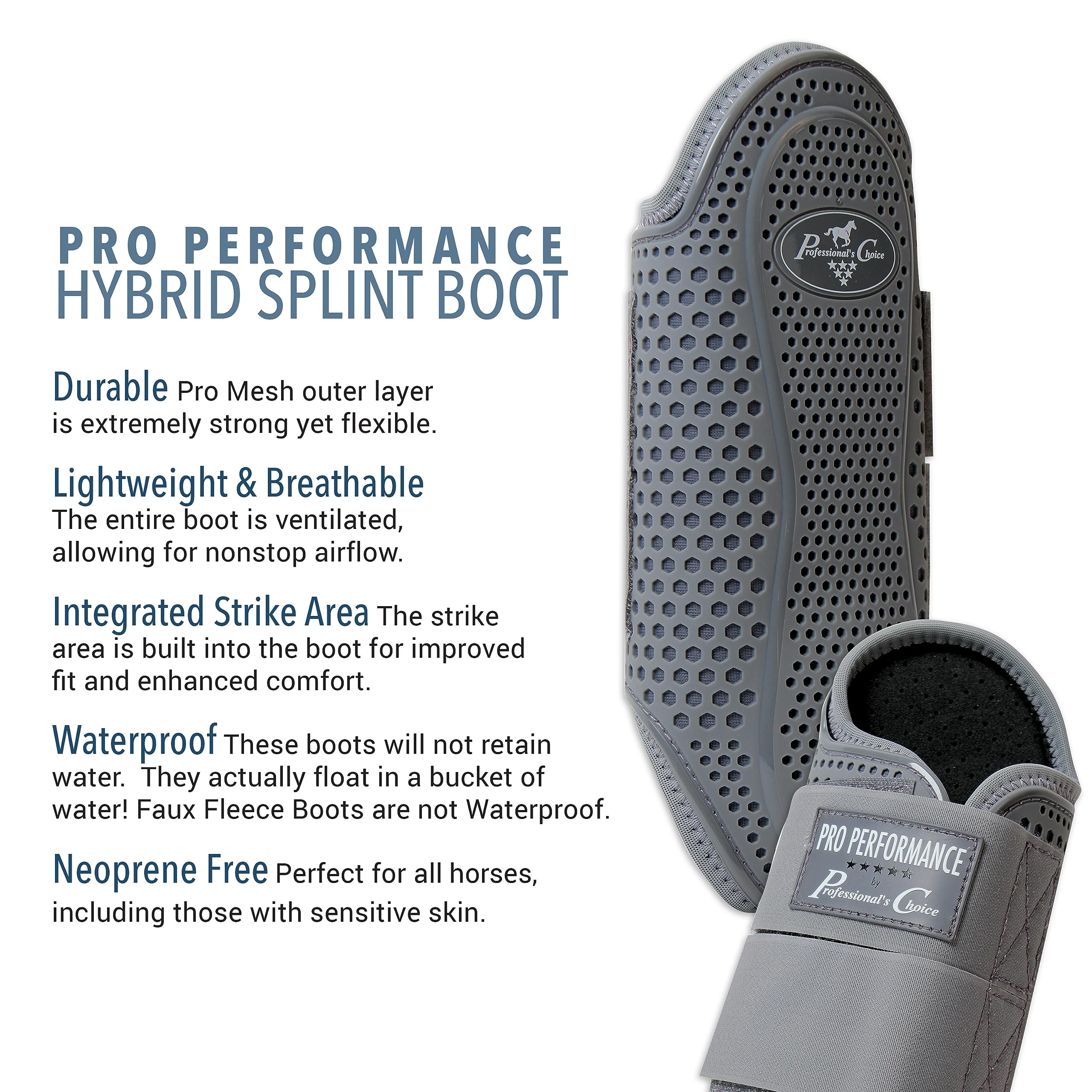 Professional's Choice Pro Performance Hybrid Splint Boot waterproof design sheds water during bucket tests.