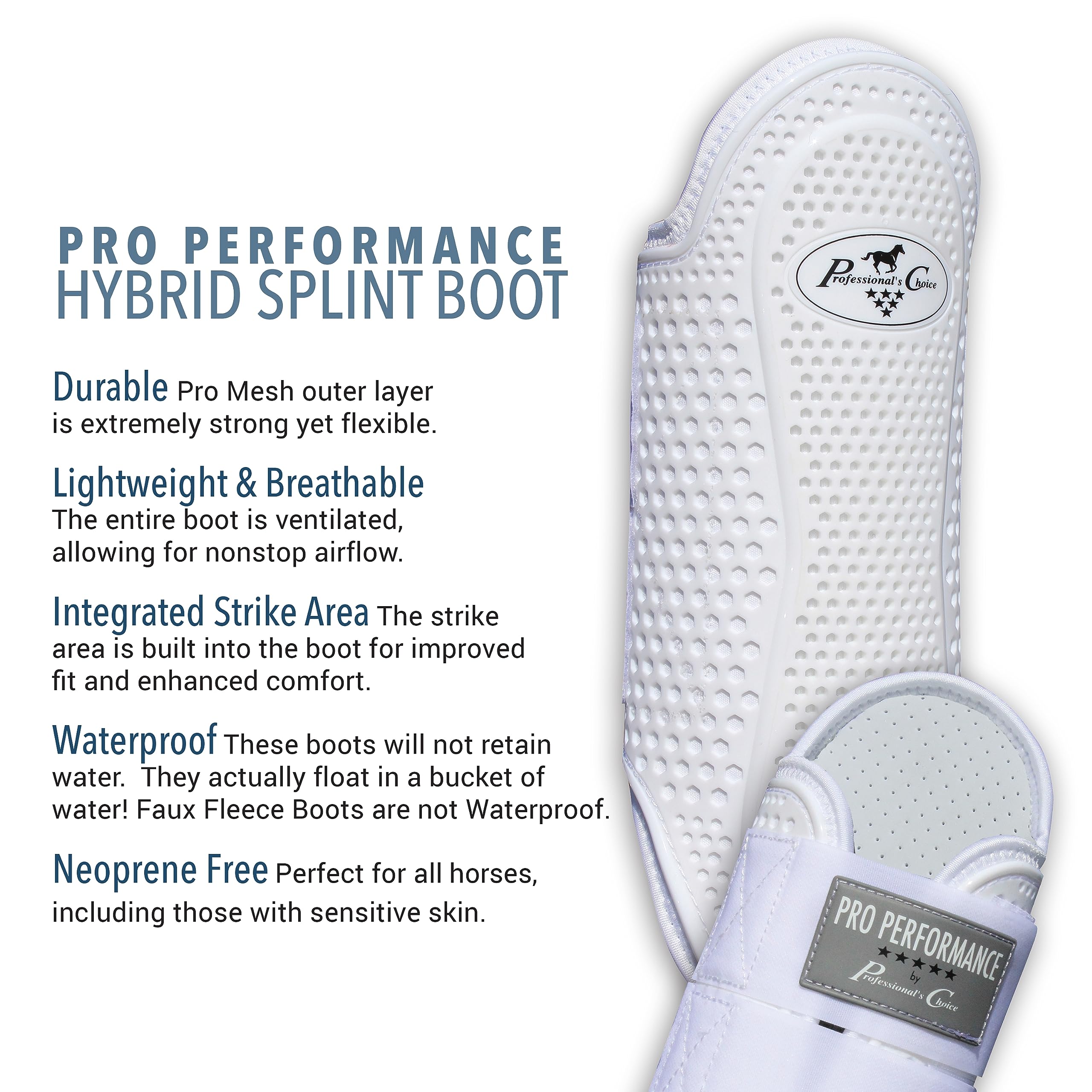 Professional's Choice Pro Performance Hybrid Splint Boot waterproof design keeps legs dry during wet rides.