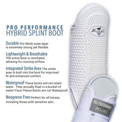 Professional's Choice Pro Performance Hybrid Splint Boot waterproof design keeps legs dry during wet rides.