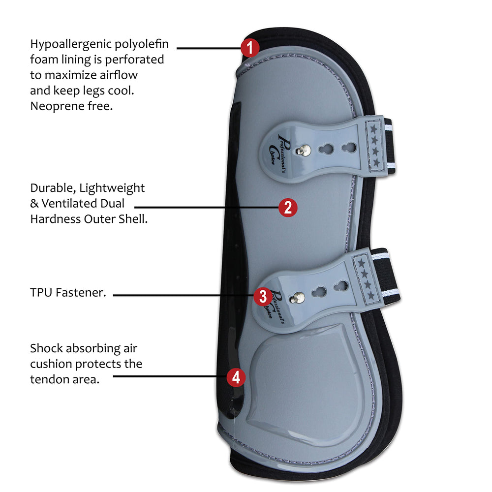 Professional's Choice Pro Performance Show Jump Boots front charcoal angle2 emphasizes ventilation and lightness