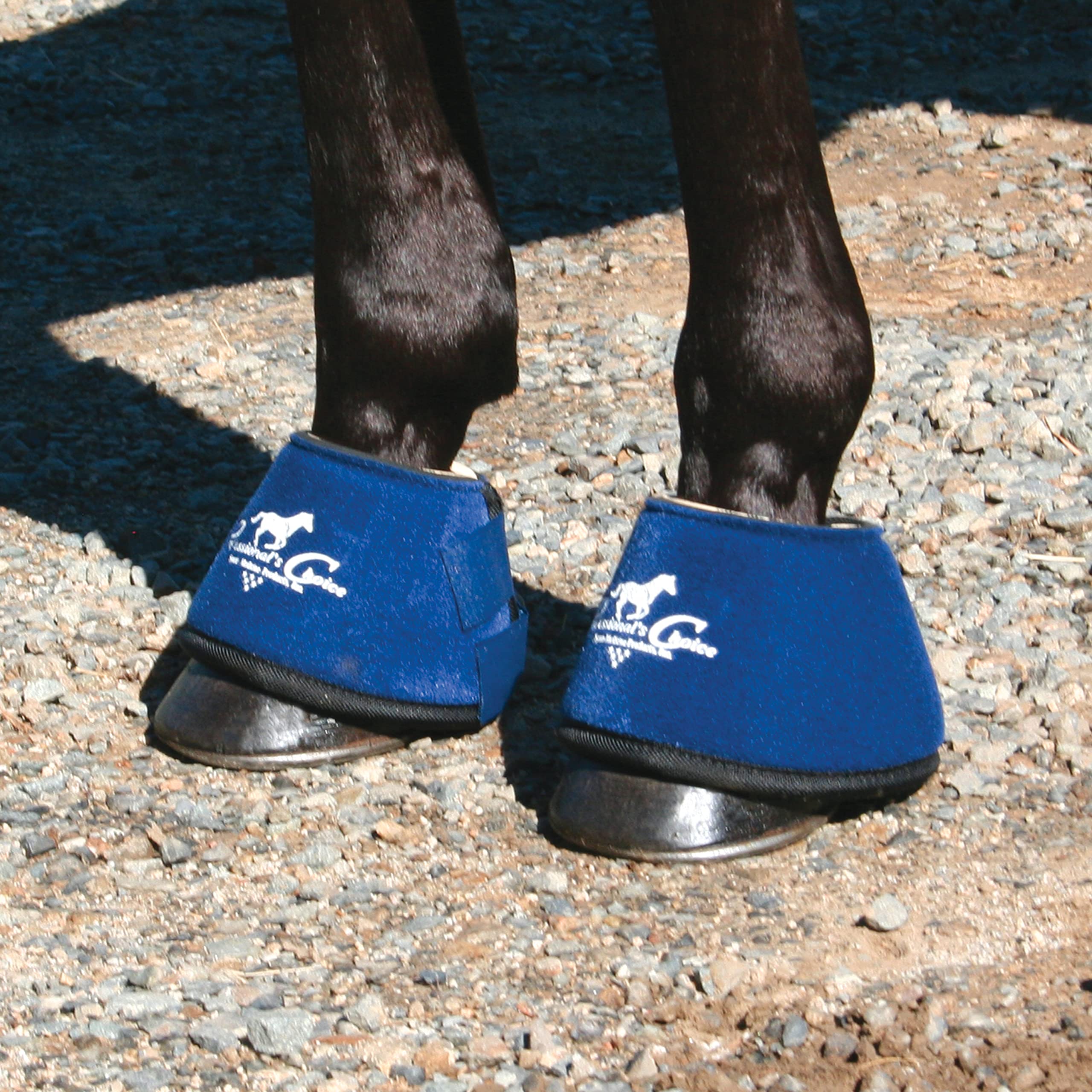 Professional's Choice Quick-Wrap Bell Boots closeup shows nylon-lined neoprene and secure two-hook fasteners.