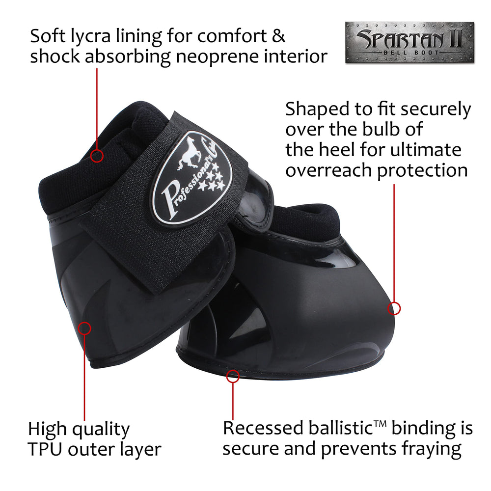 Professional's Choice Spartan II Bell Boots black large closures, showcasing secure, stay-put fit.