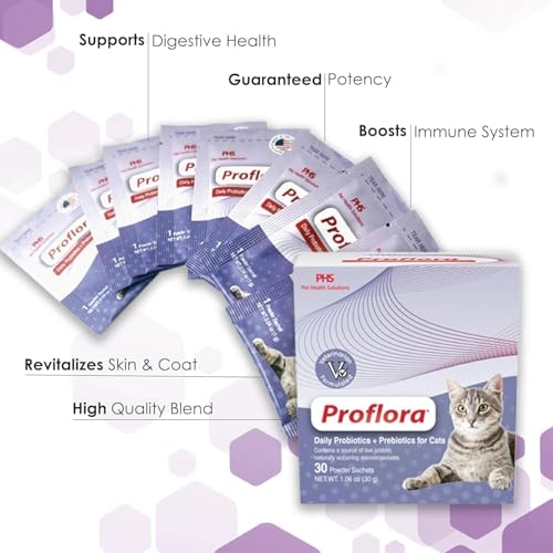 Proflora Cats probiotic powder pouring into bowl to boost digestion.