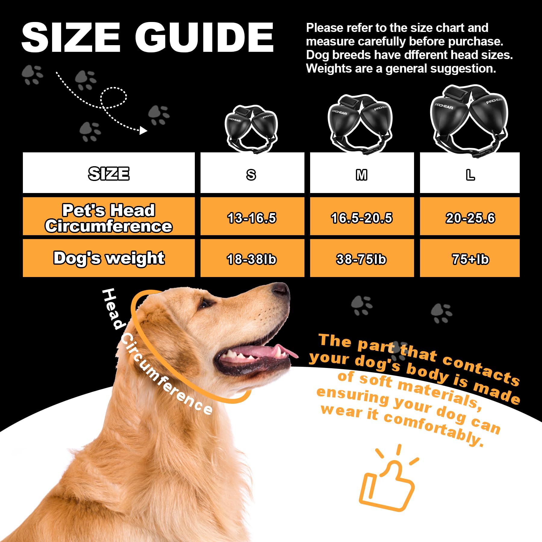 PROHEAR dog ear muffs adjustable band for custom comfort