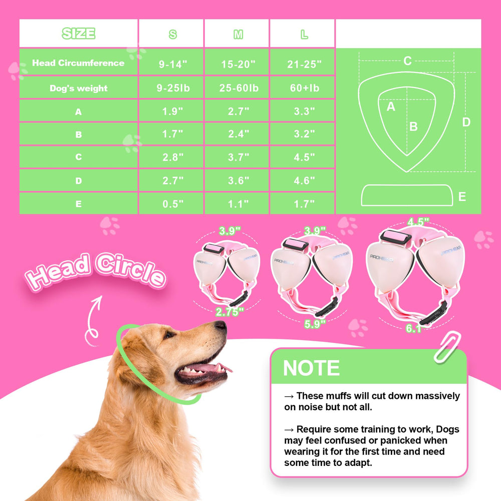 PROHEAR Ungrade GEL pads pink earmuffs on a dog for gentle noise protection.