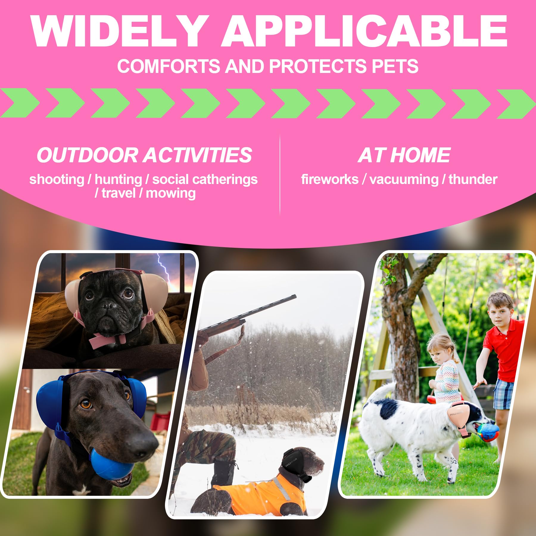 PROHEAR GEL pads on a resting dog suggest comfortable protection during calm moments