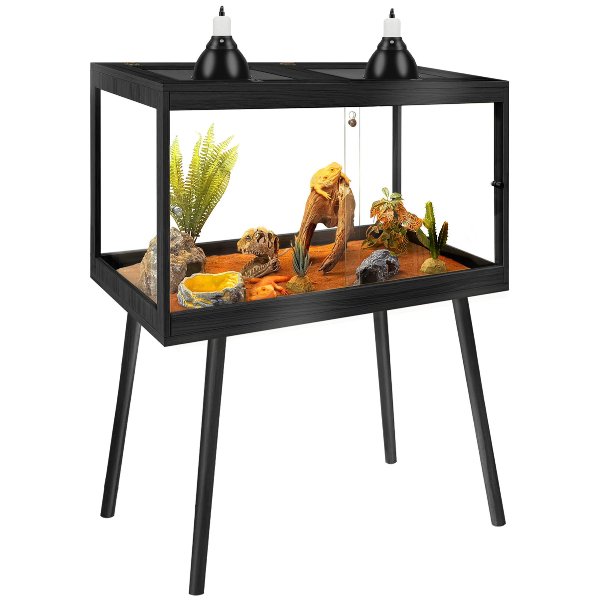 PROLEE 24-inch tempered-glass enclosure with legs showcases a sturdy, accessible reptile habitat.