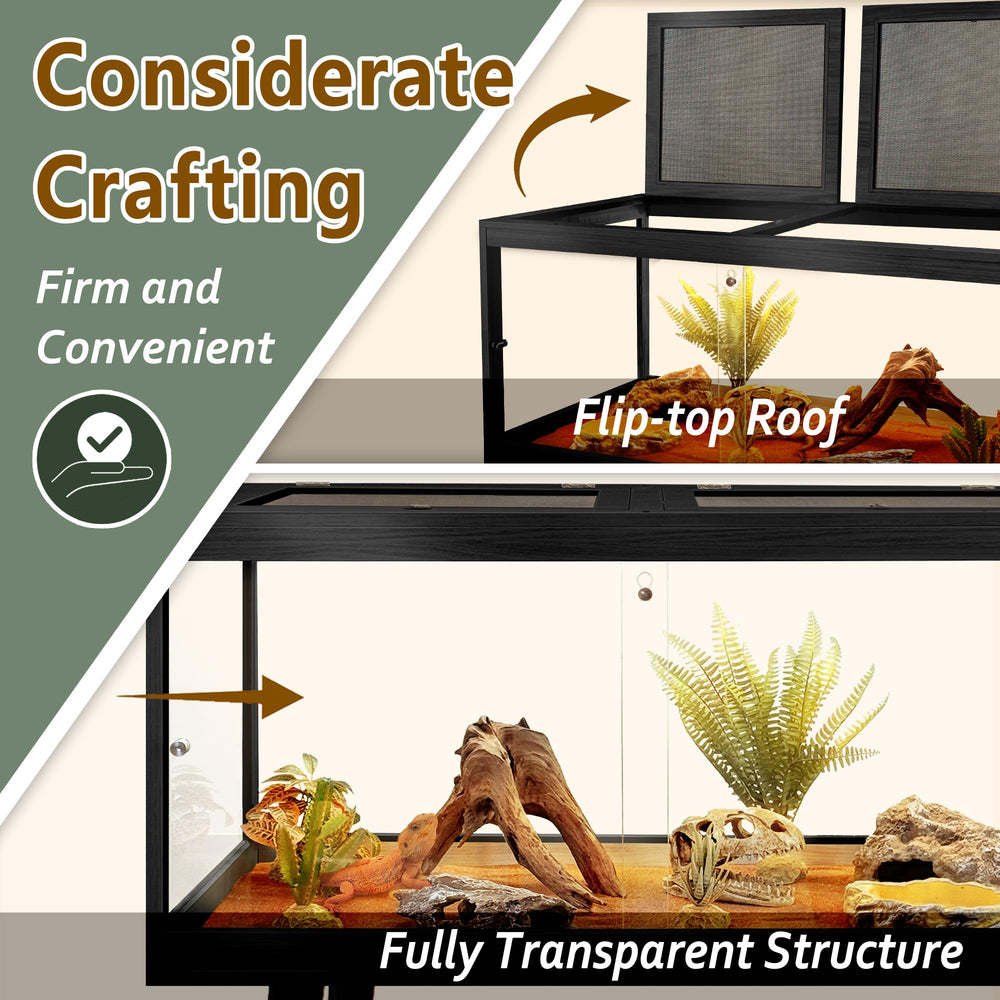 PROLEE ample interior supports bearded dragons or other terrestrial reptiles.