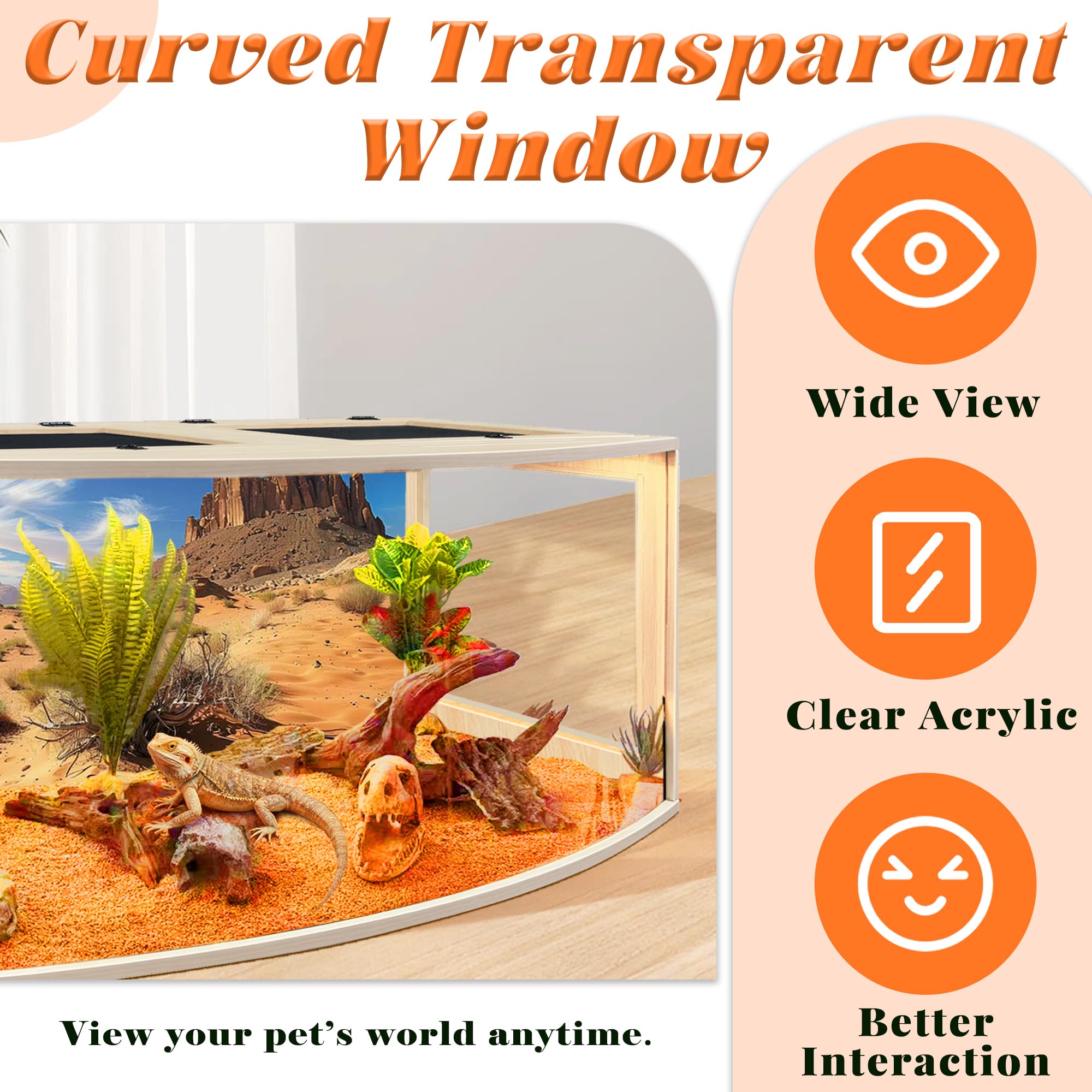 PROLEE Bearded Dragon Tank 32-inch length supports spacious exploration and 34-gallon capacity.