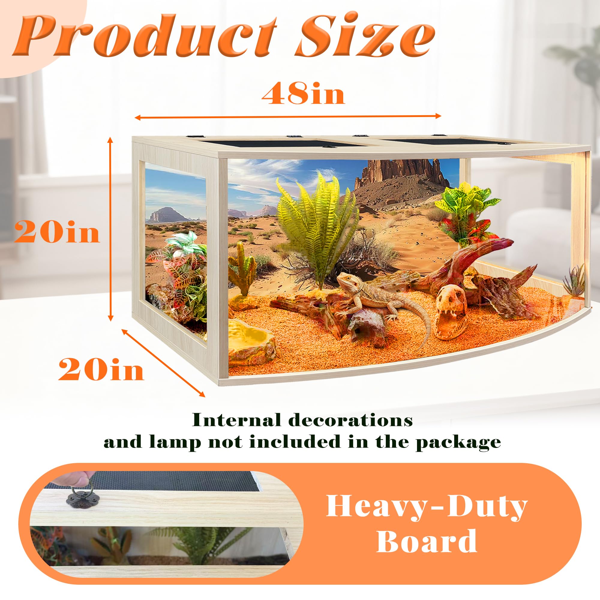 PROLEE Bearded Dragon Tank 48 inch length provides ample space for basking and exploration
