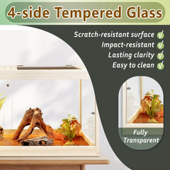 PROLEE Bearded Dragon Tank mesh-roof top enables ventilation and lamp mounting.
