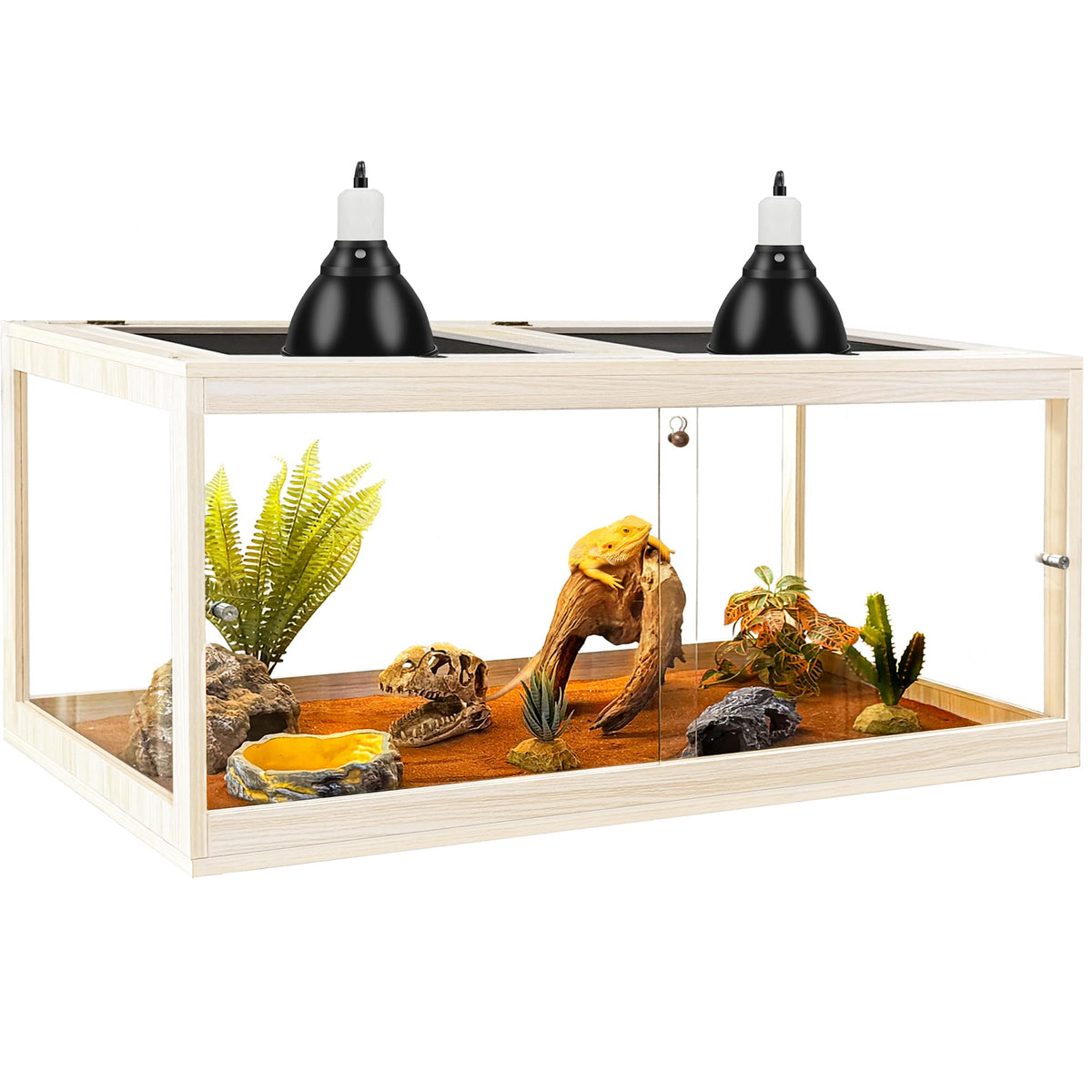 PROLEE Bearded Dragon Tank 81G front sliding door for easy access and feeding.