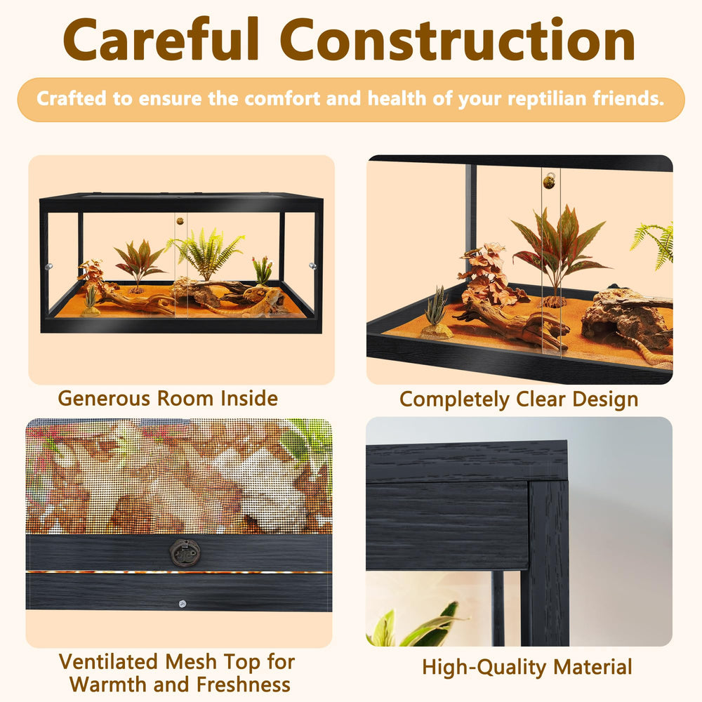PROLEE Bearded Dragon Tank assembly kit and manual included for quick setup.