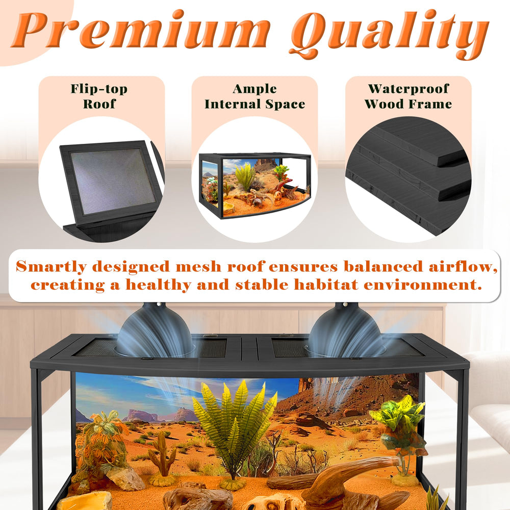 PROLEE Bearded Dragon Tank bottom acrylic liner simplifies interior cleaning.