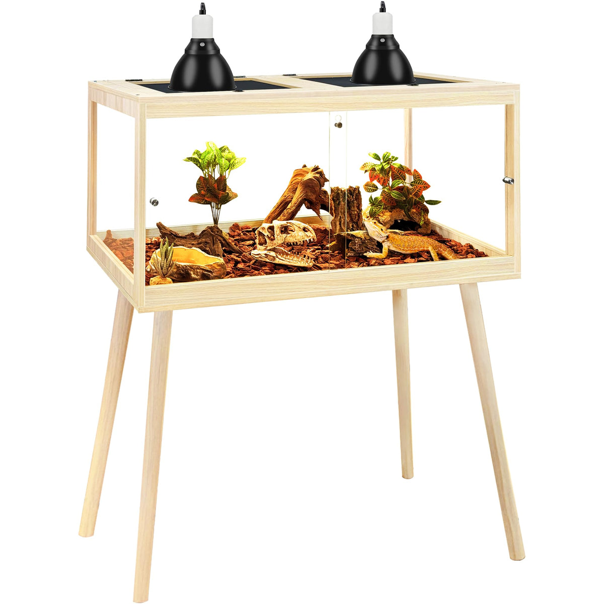 PROLEE Bearded Dragon Tank with leg stand shown for stable height and viewing