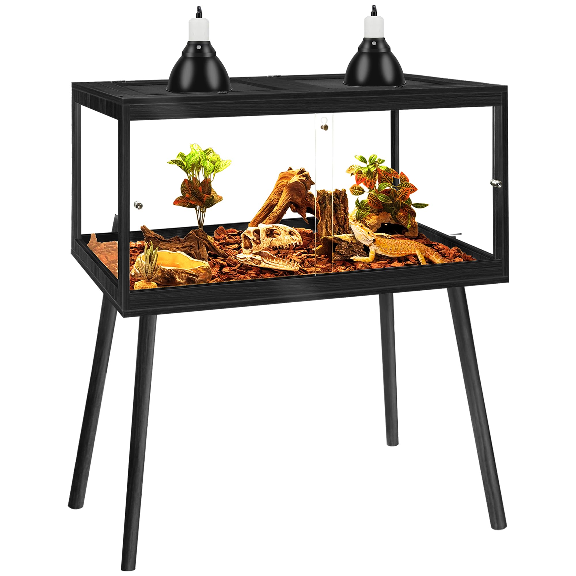 PROLEE bearded dragon tank with leg stand offering stable height and easy feeding access