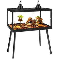 PROLEE bearded dragon tank with leg stand offering stable height and easy feeding access