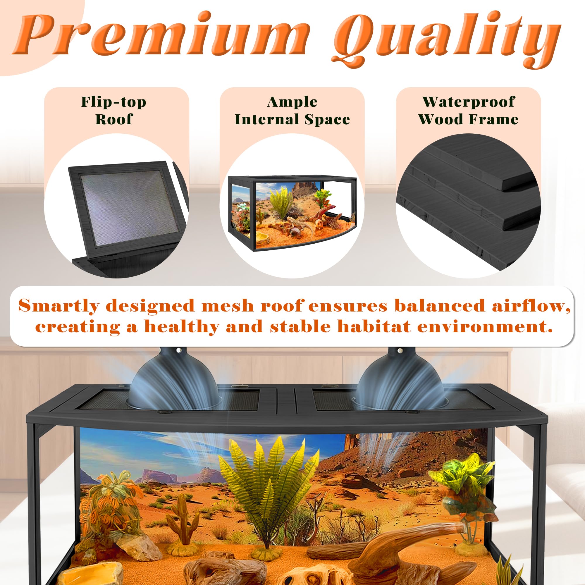 PROLEE bearded dragon tank lockable door adds secure access for feeding and maintenance