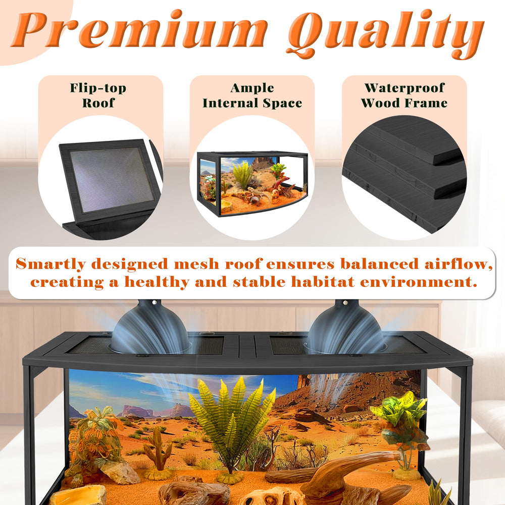 PROLEE bearded dragon tank lockable door adds secure access for feeding and maintenance