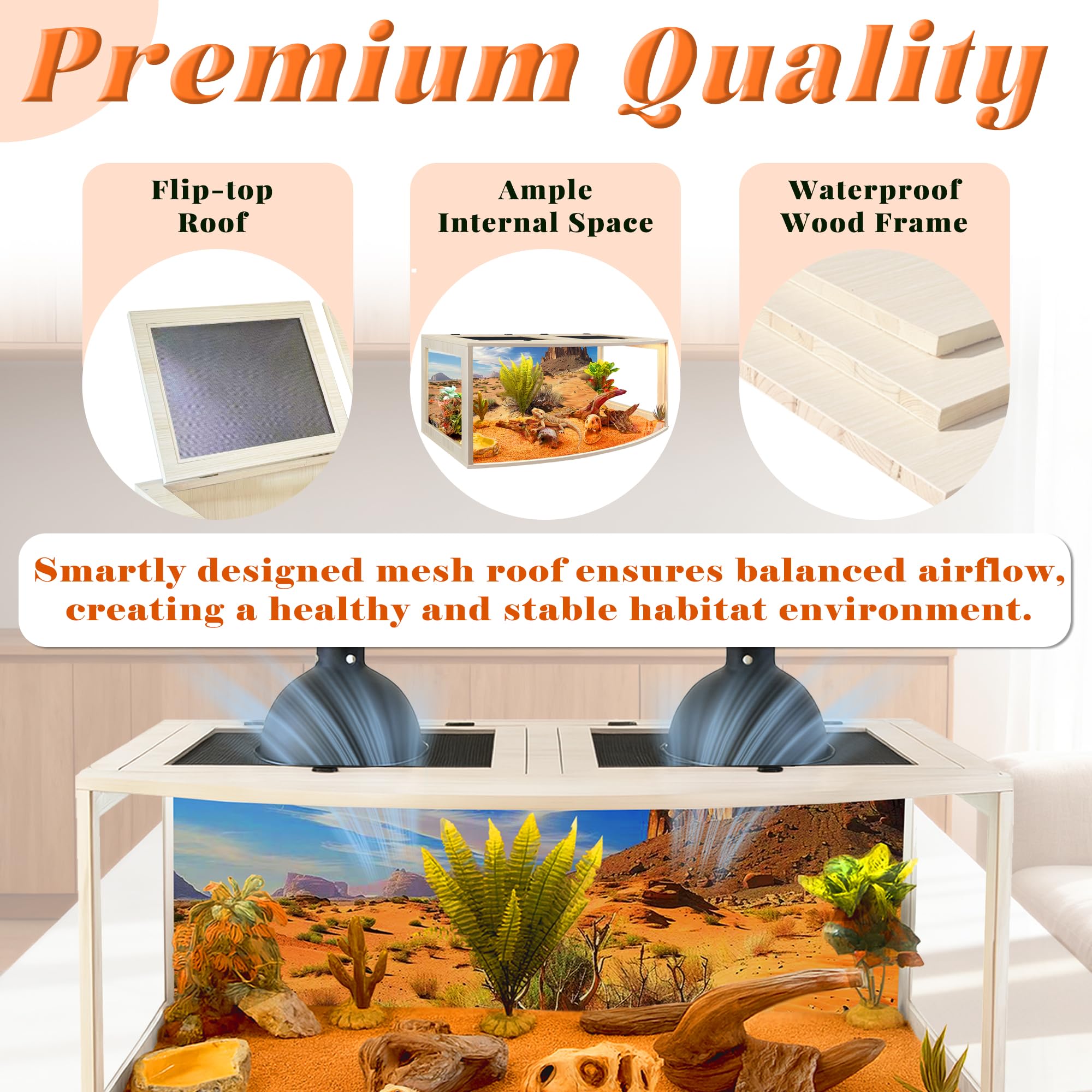 PROLEE Bearded Dragon Tank lockable door offers secure access during feeding and maintenance