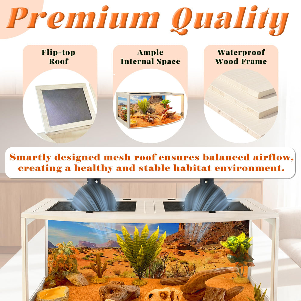 PROLEE Bearded Dragon Tank lockable door offers secure access during feeding and maintenance