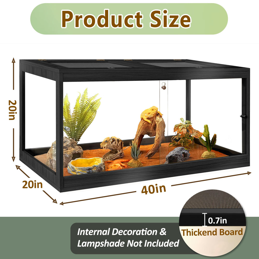 PROLEE Bearded Dragon Tank mesh roof provides ventilation and allows heat lamp mounting.