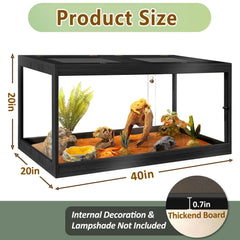 PROLEE Bearded Dragon Tank mesh roof provides ventilation and allows heat lamp mounting.