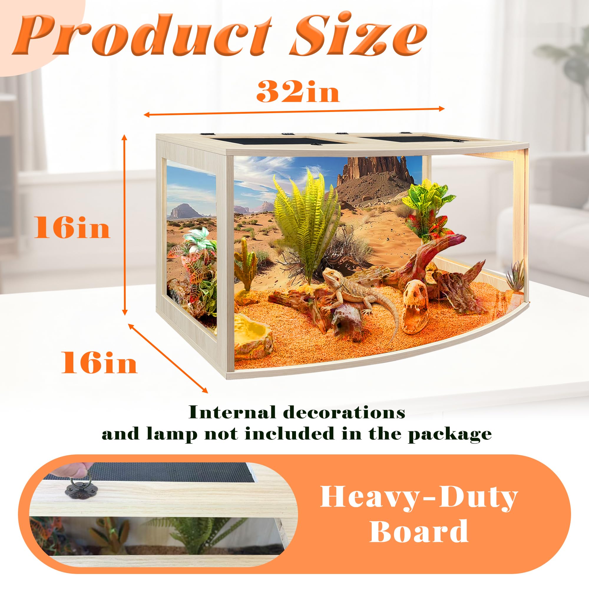 PROLEE Bearded Dragon Tank with mesh-top ventilation supports safe basking and lighting setups.