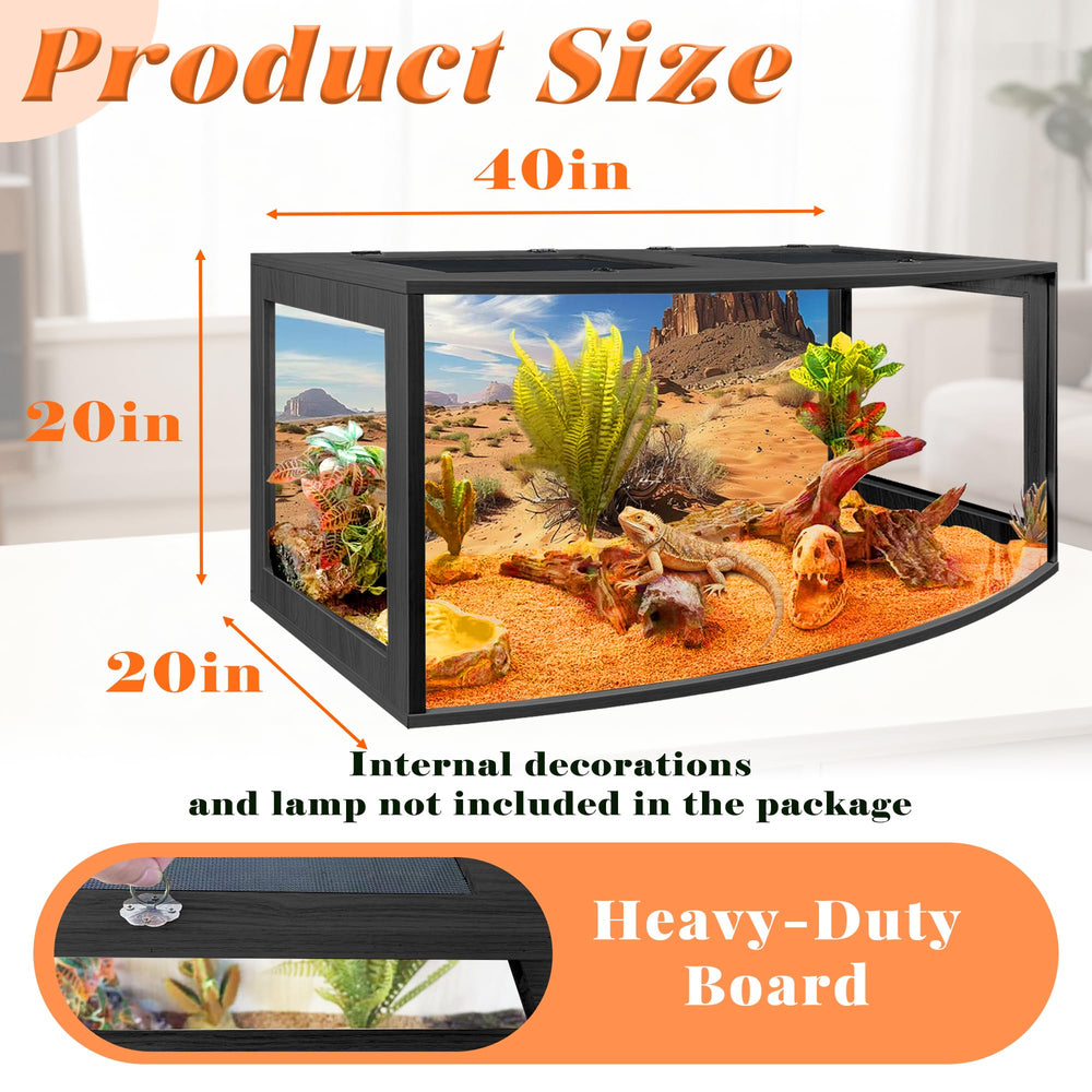 PROLEE Bearded Dragon Tank metal mesh top provides ventilation for lighting setups.