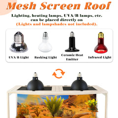 PROLEE Bearded Dragon Tank metal mesh top ensures proper ventilation and safe lighting setups
