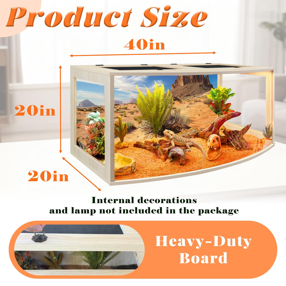 PROLEE Bearded Dragon Tank metal mesh top provides ventilation for safe heat placement