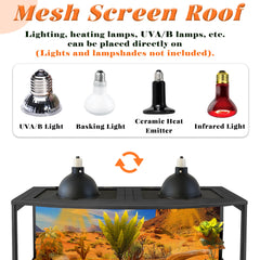 PROLEE bearded dragon tank metal mesh top ensures ventilation while supporting lighting