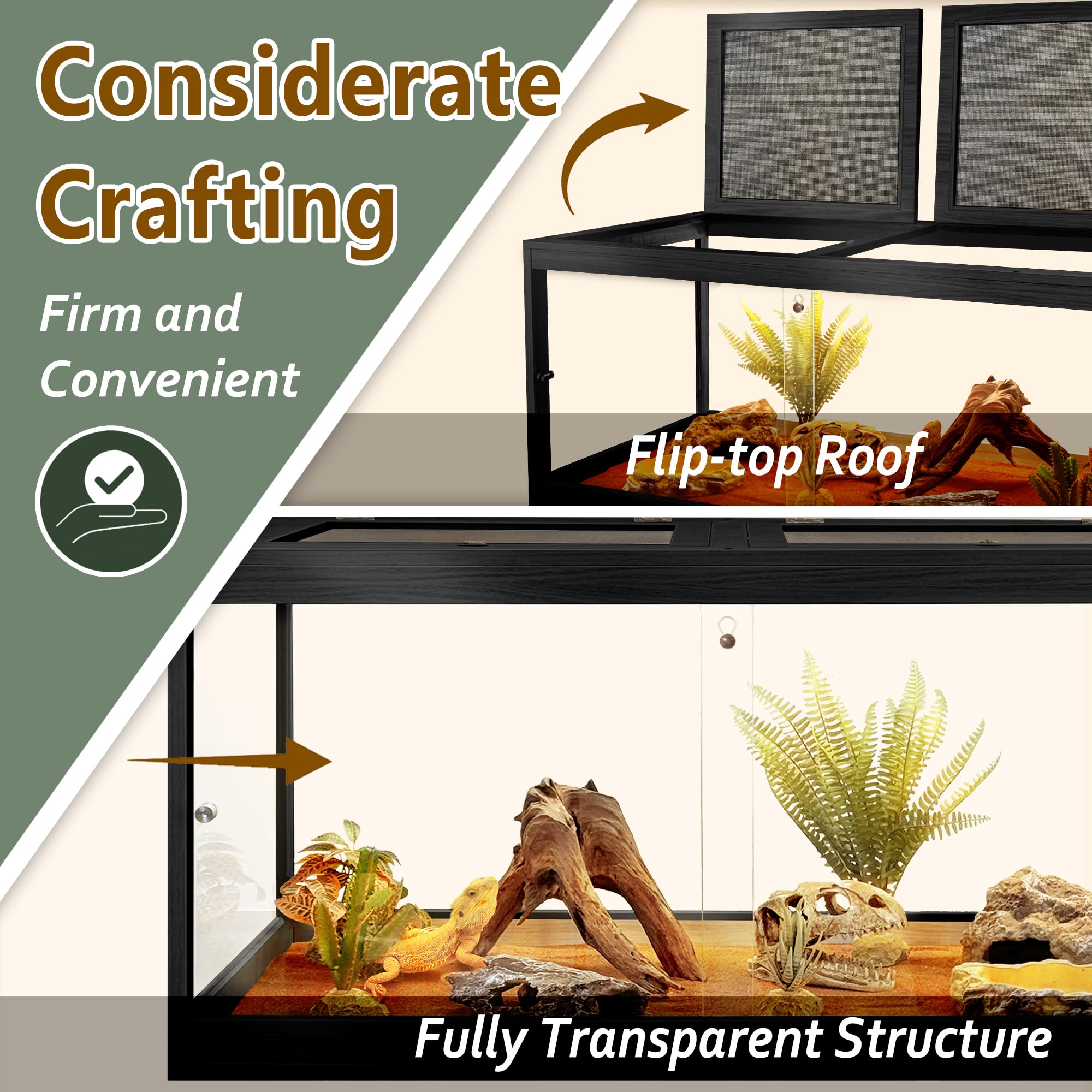 PROLEE Bearded Dragon Tank secure locking mechanism keeps pets safely contained.