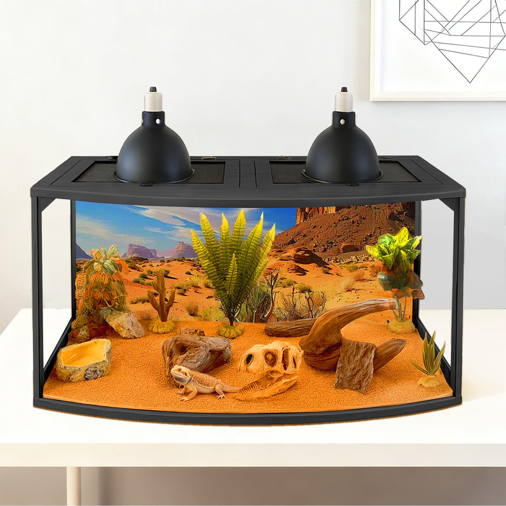 PROLEE Bearded Dragon Tank side view showcases spacious interior for active reptiles.