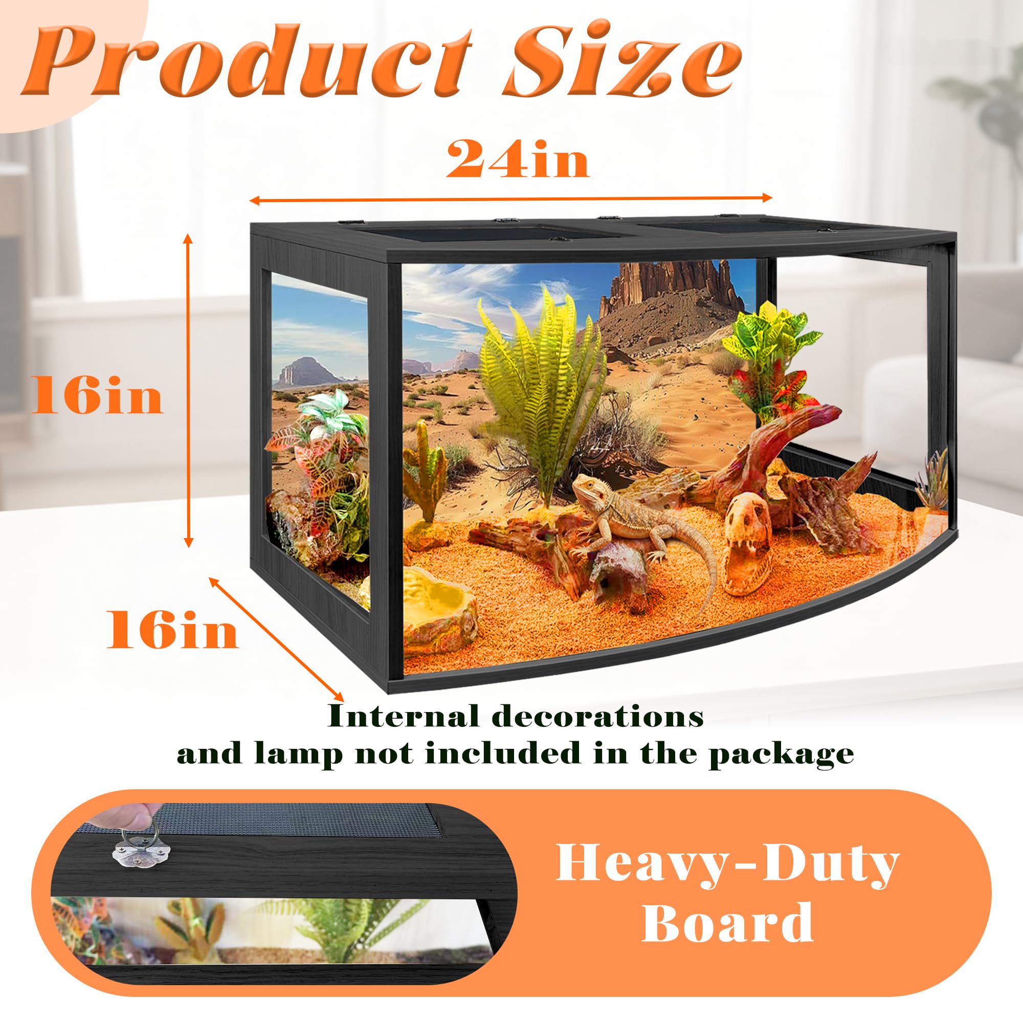 PROLEE Bearded Dragon Tank top ventilation supports heat and lighting setups safely.