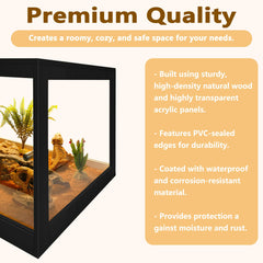 PROLEE Bearded Dragon Tank features waterproof acrylic bottom for easier cleaning.
