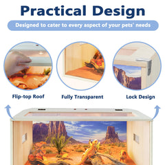 PROLEE full-view glass front enables safe observation of your reptile habitat.
