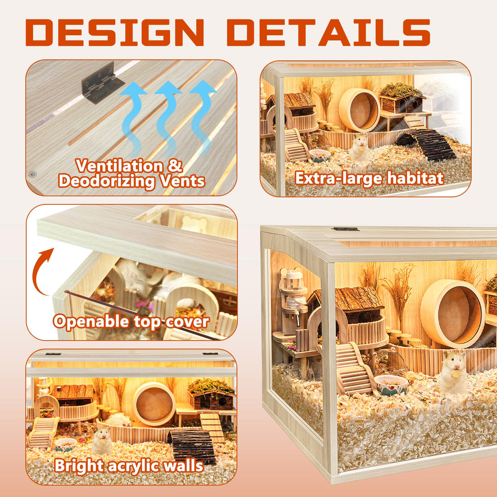 PROLEE easy-assembly hamster cage with optional locking for secure transport.