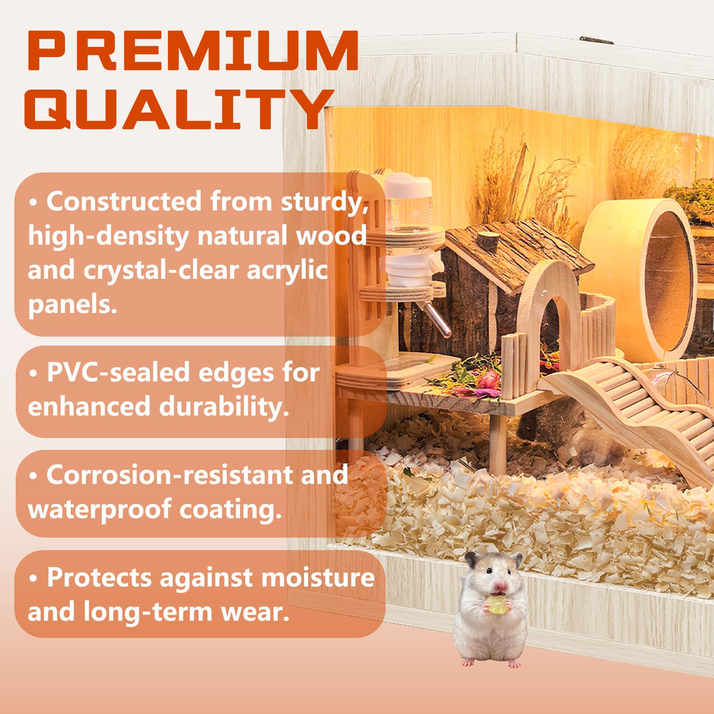 PROLEE large bedding area supports burrowing and enrichment in a spacious habitat.