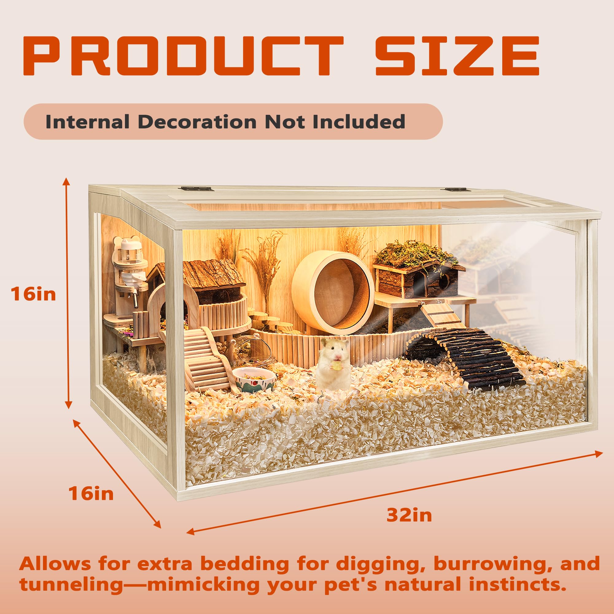 PROLEE wood-constructed cage uses rot-resistant materials for a durable hamster habitat.