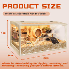 PROLEE wood-constructed cage uses rot-resistant materials for a durable hamster habitat.
