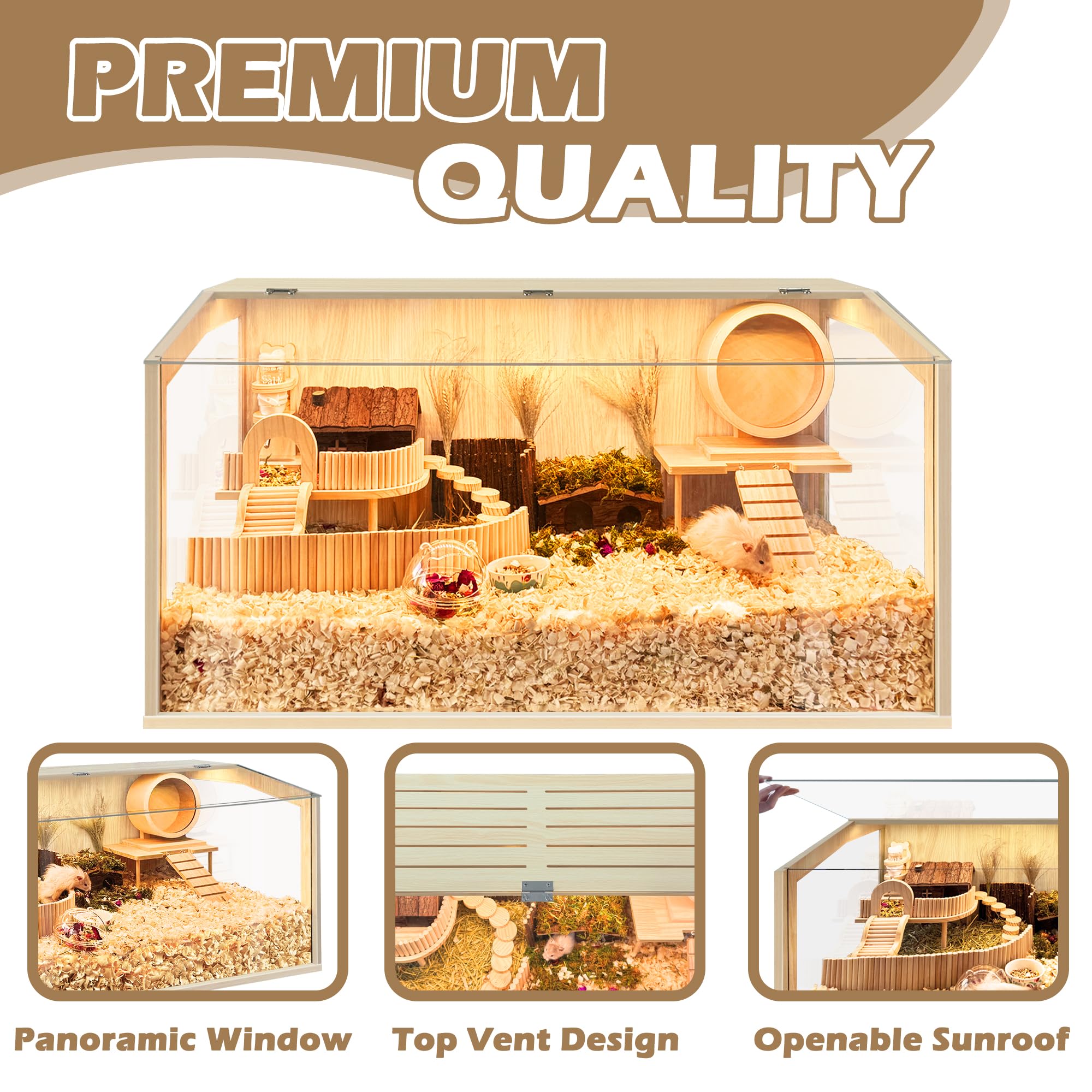 PROLEE hamster cage solid wood construction with waterproof coating